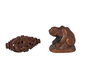 (2) Japanese Small Wood Carvings