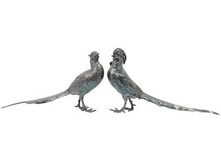 Pair of Metal Pheasant Figures