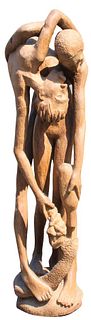 Large Carved Wood Figural Sculpture