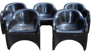 (5) Mid-Century Modern Black Panton Chairs