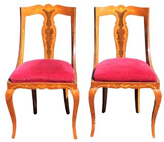 French Marquetry & Upholstered Chairs