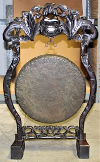 Carved Wood and Brass Gong
