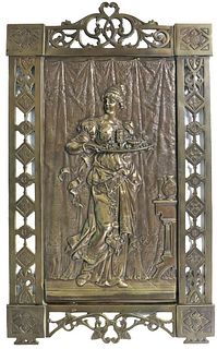 Continental Bronze Wall Hanging, Serving Maiden