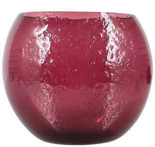 Rare Glue Chip & Enamel Selenium Red Vase