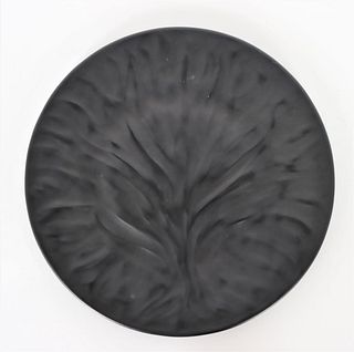 Lalique Algues Noir Black Plate w Tree of Life