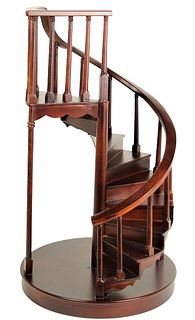 Mahogany Architectural Model of Spiral Staircase