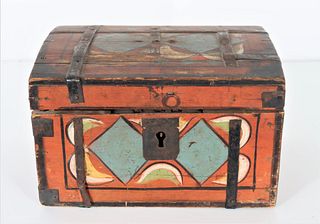 19th C. Polychrome Folk Art Strongbox
