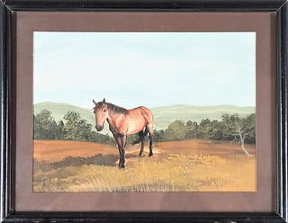 20th C. Signed Painting of a Horse