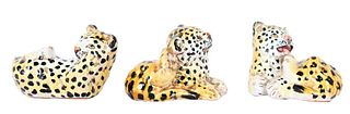 Group of Three Vintage Italian Ceramic Leopards