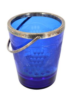 Cobalt Blue & Silver Plate Ice Bucket