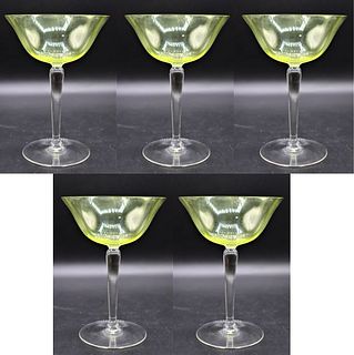 (5) Yellow Wine Glasses