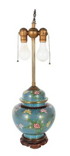 Chinese Cloisonne Ginger Jar Lamp