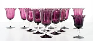 Set of (13) Carder Steuben Amethyst Wine Goblets