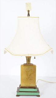 Art Deco Steuben Acid Cut Back Yellow Jade Lamp
