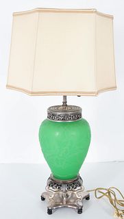 Steuben Green Jade Table Lamp