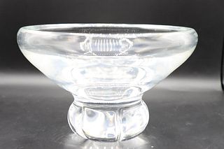 Large Steuben Crystal Footed Bowl, Signed