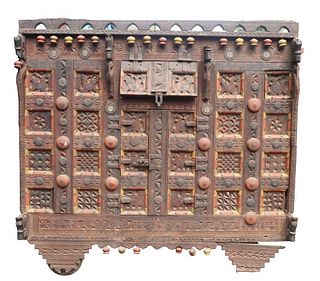 Early 19th C Gujarat Indian Carved Blanket Chest