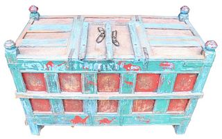 Antique Hand painted Gujarat Indian Dowry Cabinet