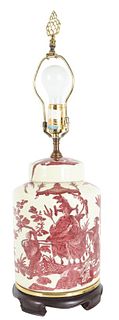 Chinese Style Red & White Lamp