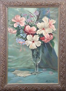 Still Life w/ Flowers, Signed, Oil/Canvas