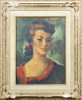 Barkev Djeborlian "Portrait De Jeune Filie" c 1953