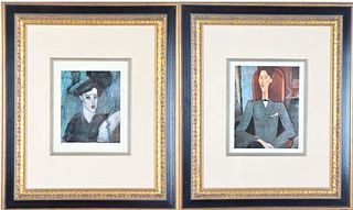(2) Modigliani Prints, Portraits of Man & Woman