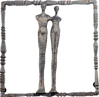 Square Iron Figural Wall Sculpture