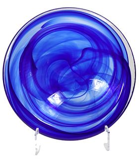 Kosta Boda Cobalt Blue Swirl Bowl