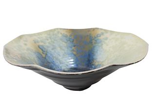 Large Studio Art Pottery Bowl Centerpiece, Signed
