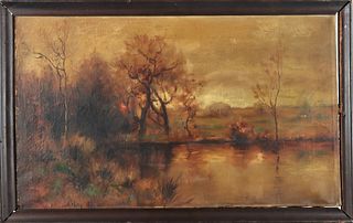 Signed A.H.M.(19th/20th C. Mass), Oil on Canvas
