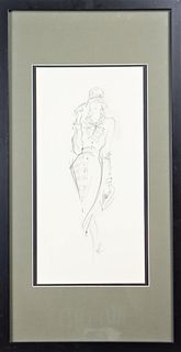Signed Pencil Drawing of a Woman