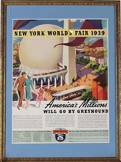 Framed Ad of 1939 New York World's Fair