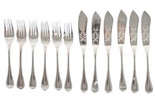 Fr Christofle Silver (6) Fish Forks & (6) Knives