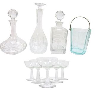 (10) Pieces of Glass Decanters and Coupes
