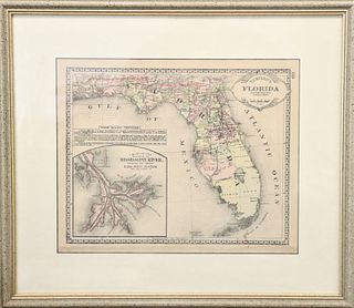 Hand Colored Lithograph Map, Florida