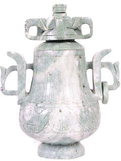 Chinese Soapstone Urn with Lid