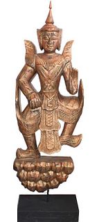 Thai Gilt Wood Dancing Temple Figure