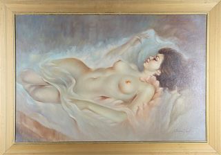 Reclining Nude, Signed, Oil on Canvas
