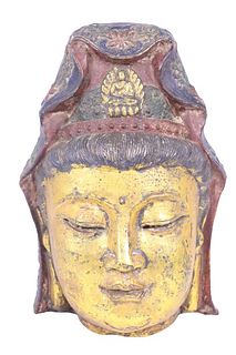 Chinese Gilded Bronze Buddha Head