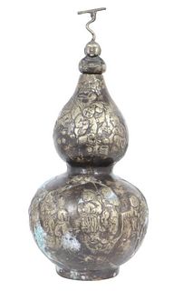 Chinese Engraved Urn w Lid