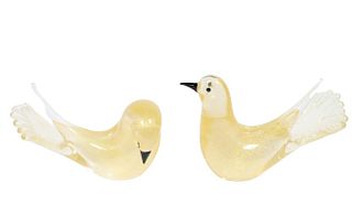 Pair of Venetian Art Glass Birds