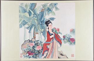 Print of Asian Maiden in Garden