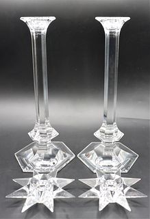 (2) Glass Candle Sticks & (2) Candle Holders