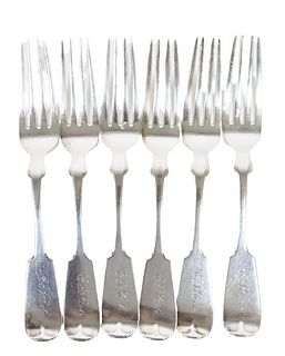 (6) Coin Silver Forks