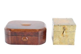 (1) Victorian Jewelry Box  & (1) Asian Brass Box