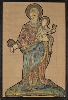 Virgin and Child 15th C. Italian Embroidery