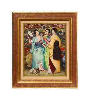UnknownA Fine French Japonisme Oil on Canvas Painting of "Three Geishas"C. 1900