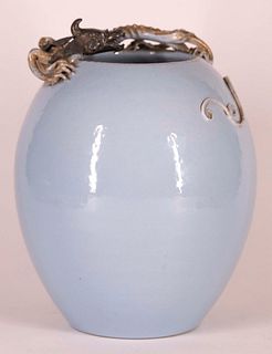Blue Glazed 'Dragon' Vase w/ Yongzheng Mark