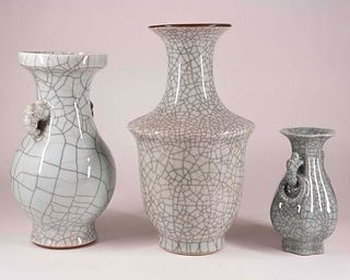Three Chinese Ge-Ware Type Porcelain Vases