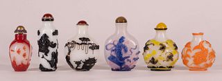 Six Chinese Overlay Glass Snuff Bottles